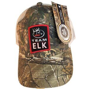 RMEF Team Elk Camo Mesh Cap Realtree Xtra Green Adjustable  Outdoor Hunting Hat